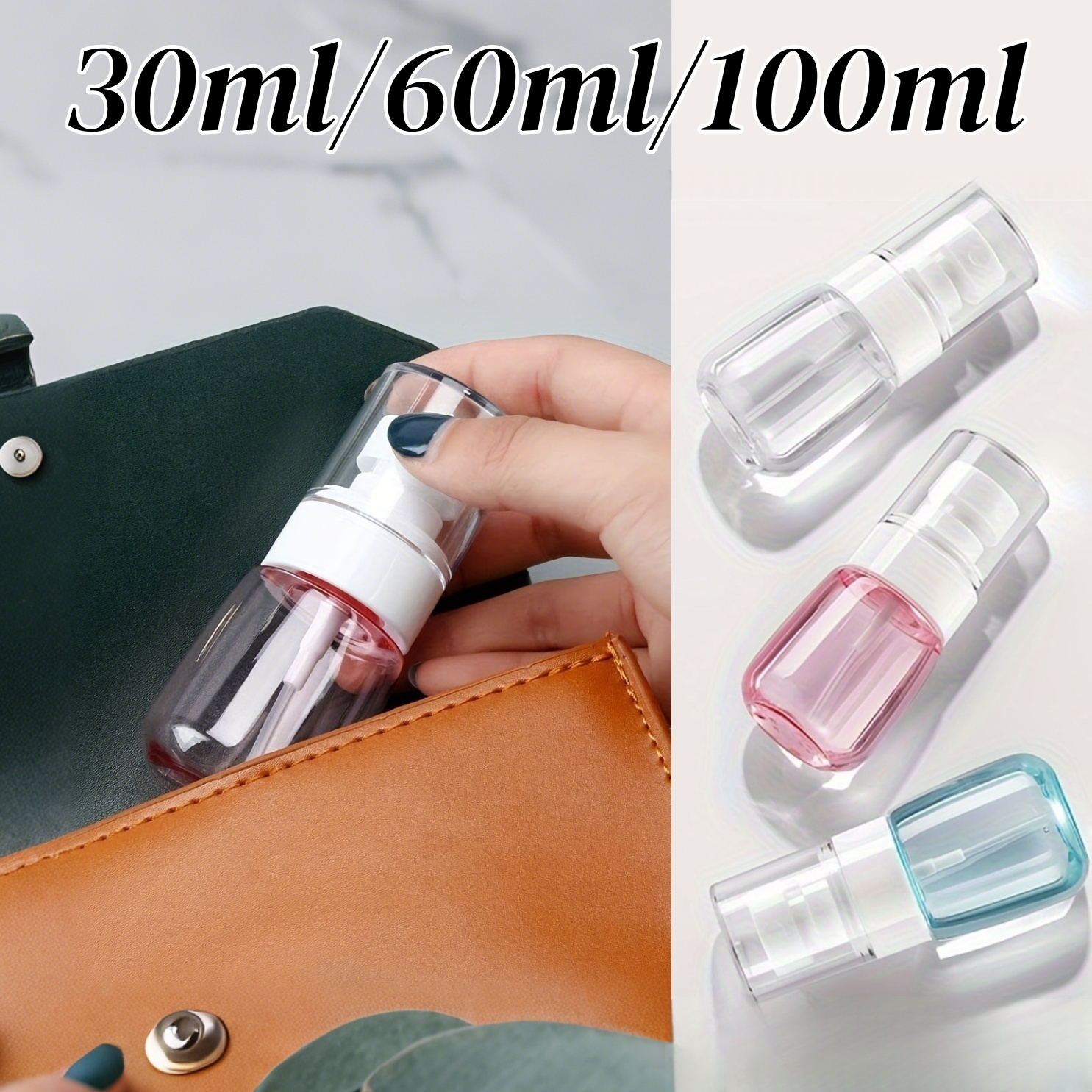 2/4pcs Portable Clear Spray Bottles Travel Refillable Container for Perfume Cosmetic Dispenser Home Salon Beauty Essential Tool
