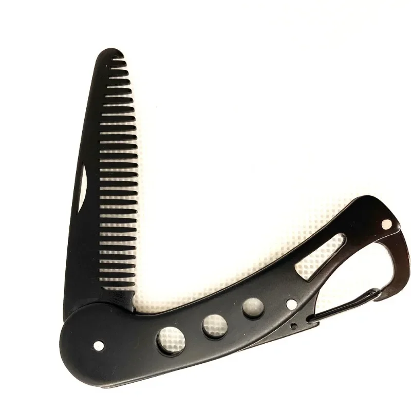 1pc Stainless Steel Folding Comb Men Beard Styling Combs Anti Static Portable Mustache Comb Multifunctional Hairdressing Tools
