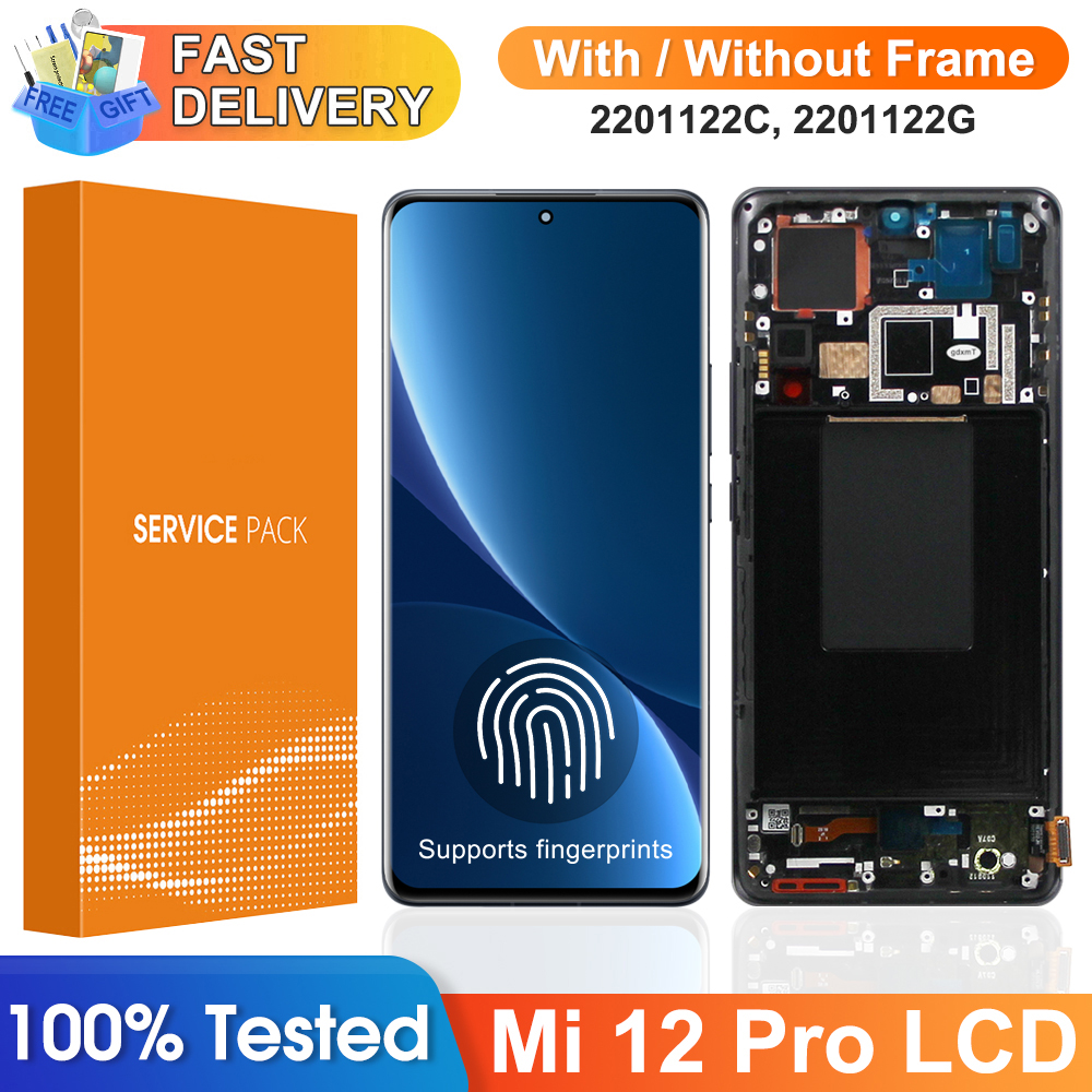 Super AMOLED Mi12 Pro Screen Replacement for Xiaomi Mi 12 Pro 2201122C 2201122G Lcd Digital Display Touch Screen with Frame