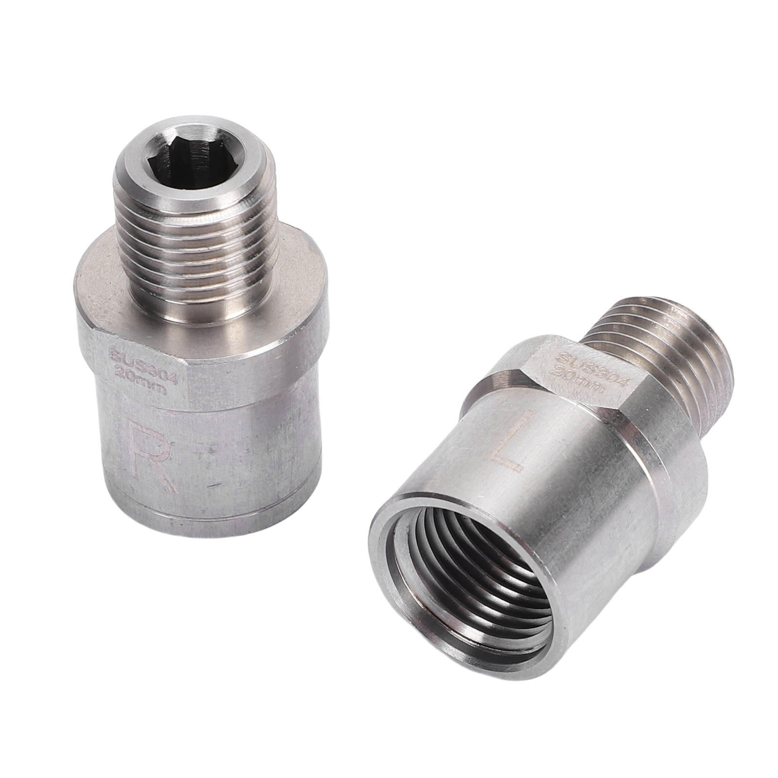 1 Pair Bicycle Pedal Adapters Stainless Steel Male Thread 1/2in to Female Thread 9/16in Bike Pedal Extenders for Cranks