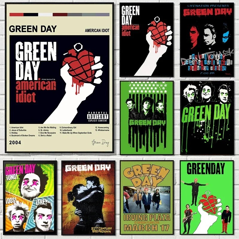 Modern Pop Wall Art Green Day Music Rock Band HD Canvas Oil Painting Poster Prints Home Bedroom Living Room Decoration