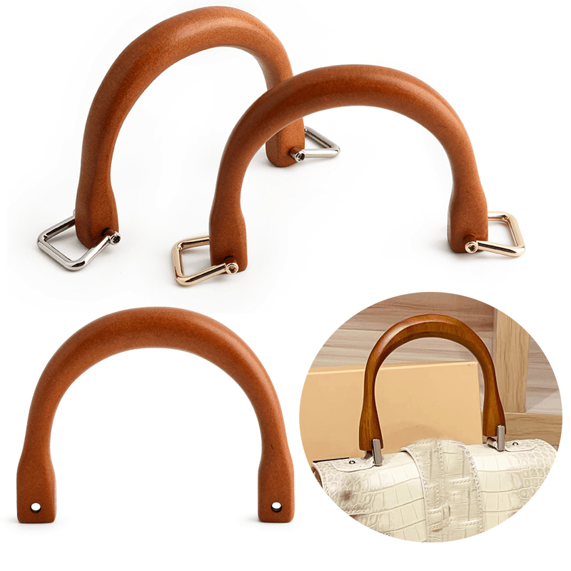 1/2/4PCS Natural Solid Wood Bag U-Shaped Handle with Removable Square Buckle Easy to Install DIY Bag Handle Replacement Parts