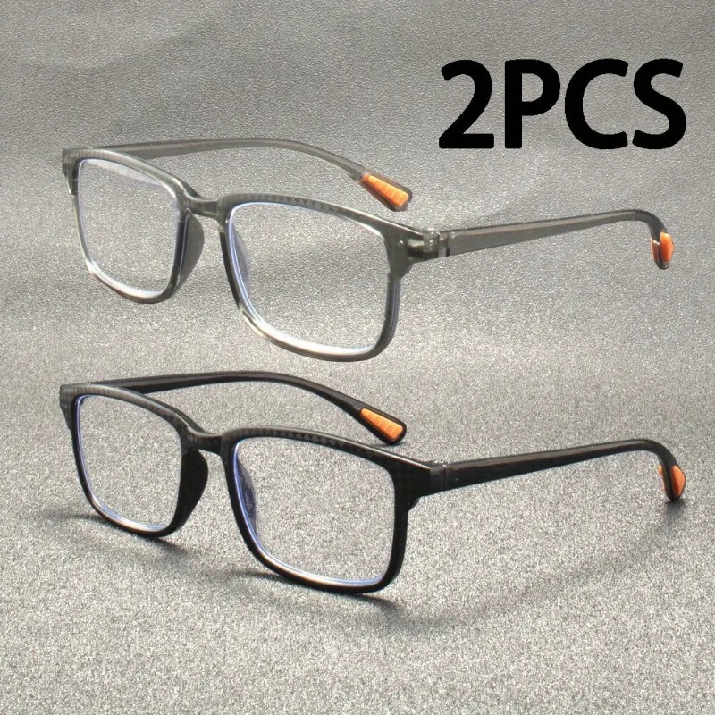 2 Pairs of Lightweight Full Frame Reading Glasses for The Elderly Dark Gray black Elegant Suitable for Computers