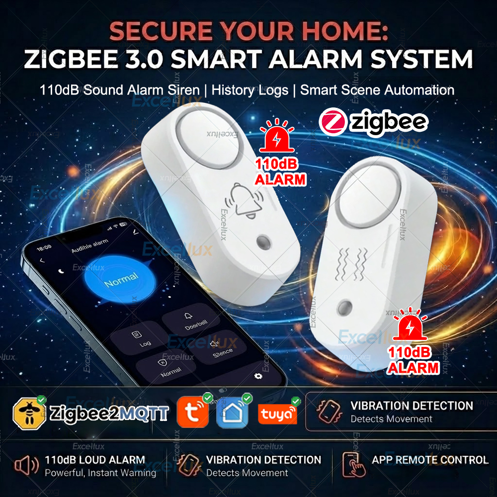 Zigbee Smart Siren Alarm 110db Sound Light Alert Vibration Detection Alarm Home Security Linkage Works With Tuya Smart Life Z2M