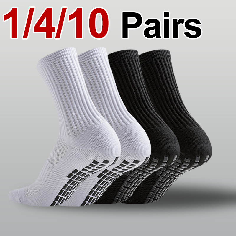 1/4/10 Pairs Neutral Anti Slip Football Socks Spring Summer Absorbing Sweat Breathable Basketball Running Leisure Sports Socks