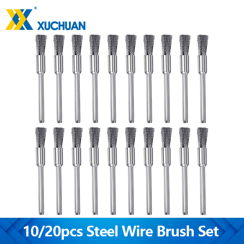10/20pcs Stainless Steel Wire Wheel 3.0 Shank Wire Pen Brush Polishing Tool for Dremel Accessories Rust Paint Removal Brush Set pen gpt