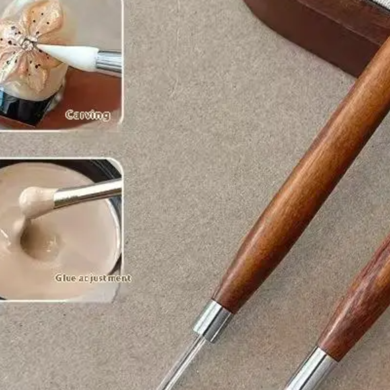Wood Double Headed Nail Art Brush Carving Flower Painting Pen Mixing Pen DIY Manicure Tool Multifunctional pen gpt