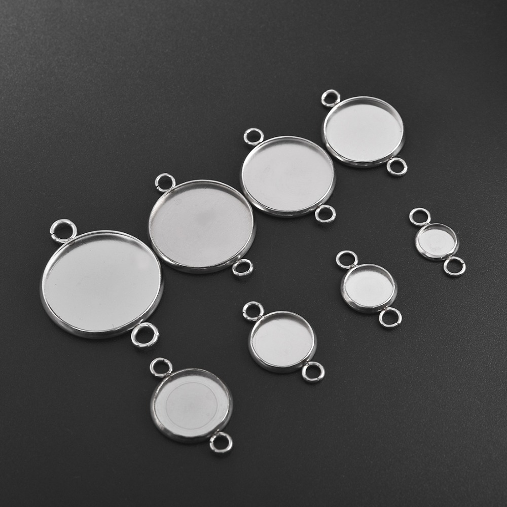 2pcs 12mm 14mm 16mm 18mm 20mm 316 stainless steel Bangle Base Bracelet Blank Findings Tray Bezel Setting Cabochon Cameo