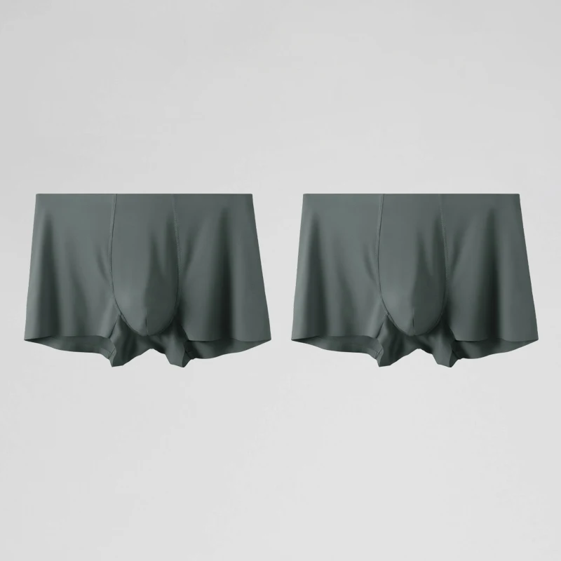 2PCS men's underwear men's spring and summer thin boxers men's breathable and seamless boxer shorts
