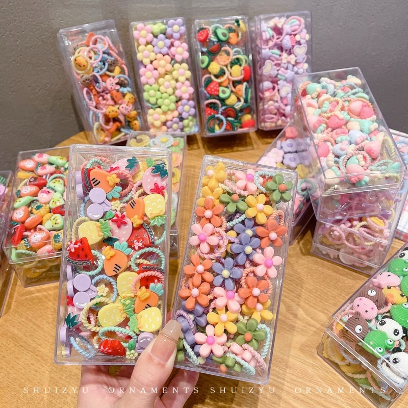 30pcs Children's Thumb Hair Rings High Elasticity Braids Bands for Babies Non Harmful Cartoon Headrope Cute Accessories