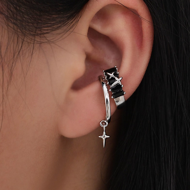 1Pcs Unisex New In Hip-Hop Layered Thorn Star Earrings No Piercing Earrings For Women Men Teens Pendient Ear Stud Accessories