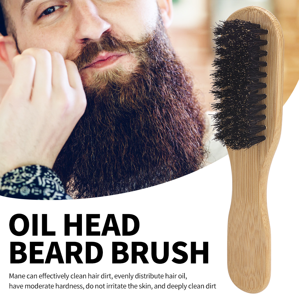 Salon Barbershop Wooden Handle Boar Bristle Beard Brush Soft Hair Cleaning Brush Broken Hair Remove Comb Men Beard Shaving Tools