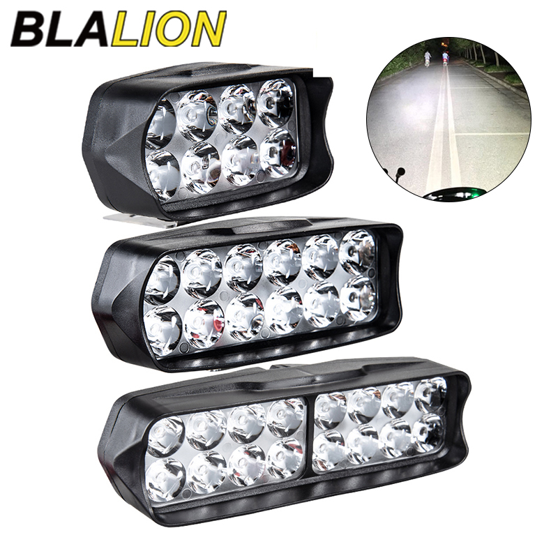 1PCS 8/12/16 LED Motorcycle LED Headlight Running Light Waterproof Auxiliary External Spotlight Motorbike Scooter LED Fog Light