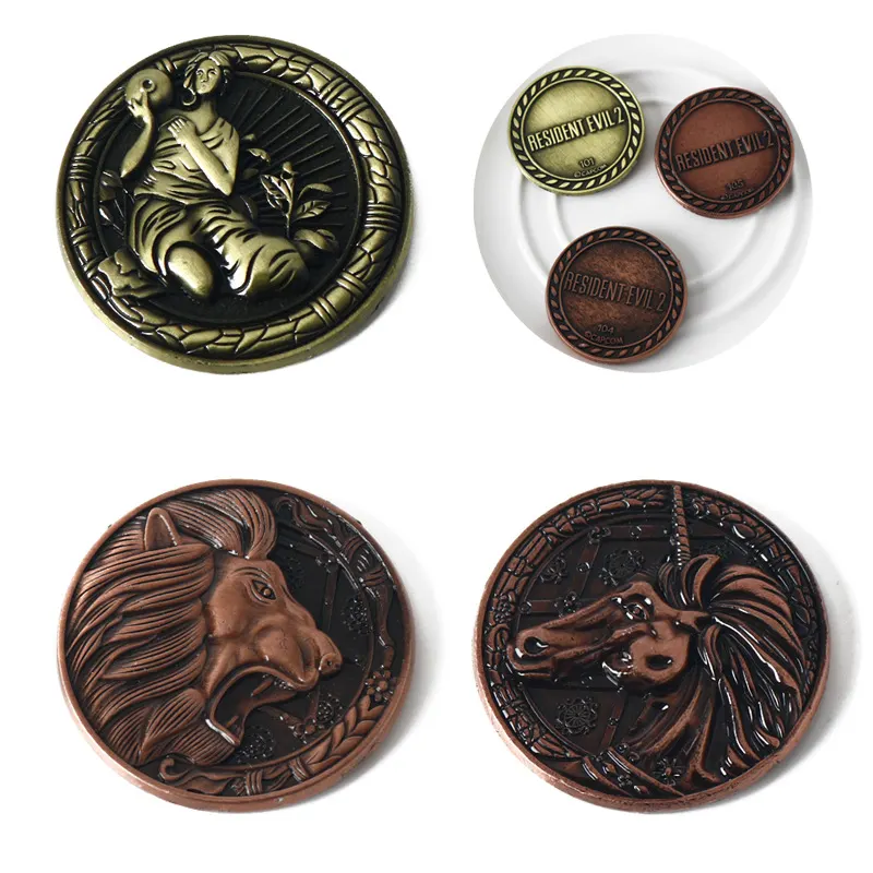 Game Residents Evil 2 Collection Coins RPD Raccoon City Police Station Logo Metal Prop Accessories Fans