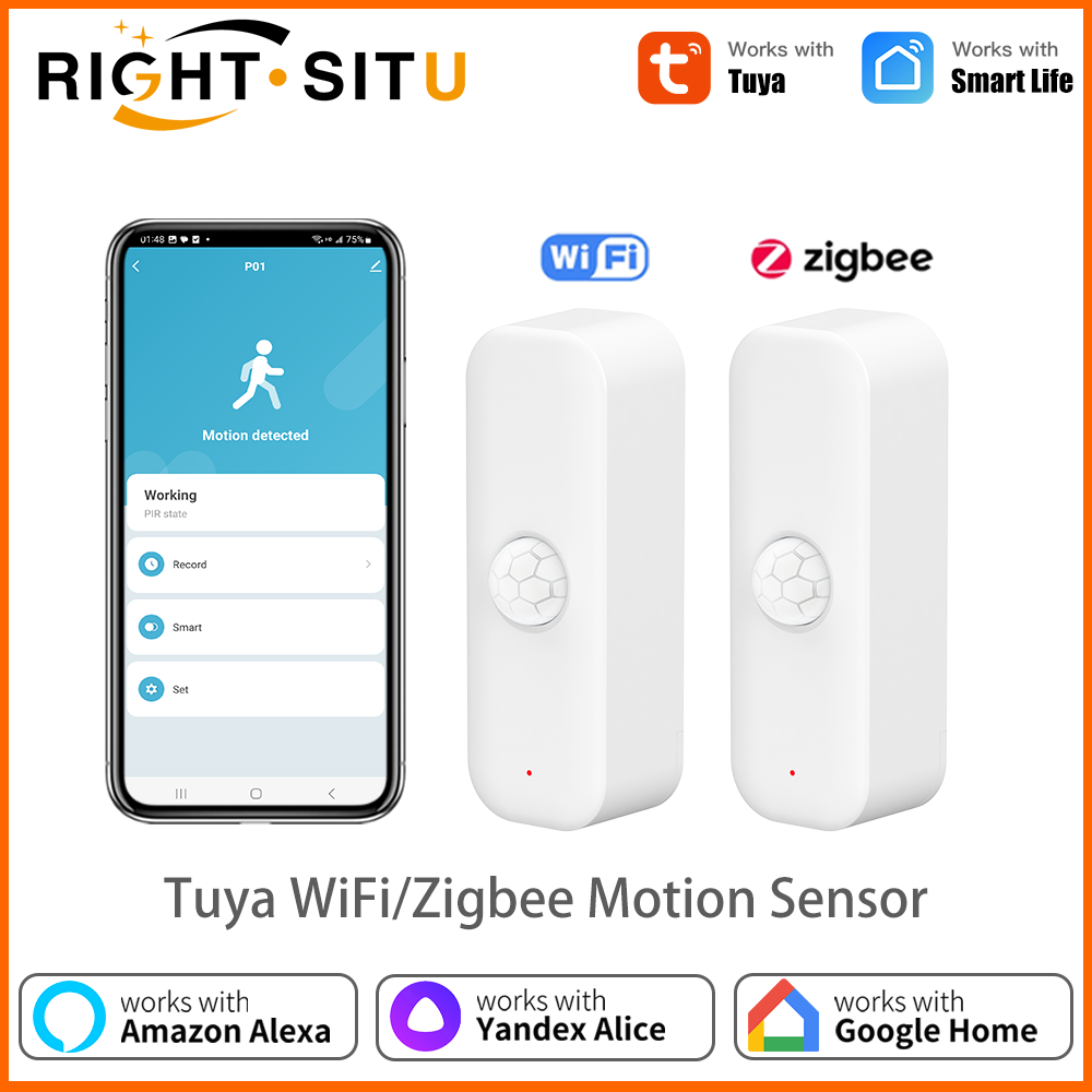 Tuya Zigbee WiFi PIR Motion Sensor APP Remote Control via SmartLife Works With Home Yandex Alexa