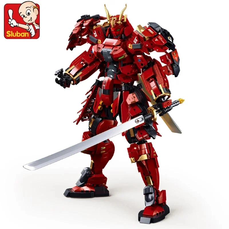 Sluban 923PCS Flame War Warrior Mecha Building Blocks Mech Figure Model Bricks Desktop Decoration Display DIY Toy For Boys