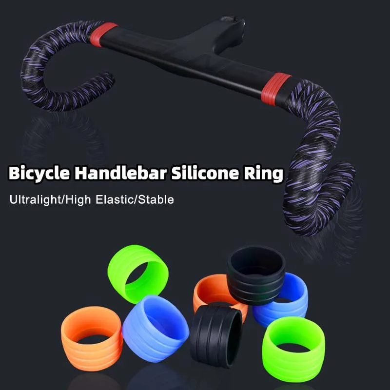 Walosphy 1 Pair High Elastic Road Bicycle Handlebar Strap Tape Fixing Anti-slip Silicone Tape Ring Handlebar Sleeve Loops