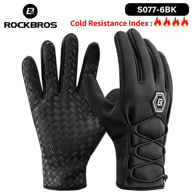 ROCKBROS Autumn Winter Bicycle Motorcycle Gloves Breathable Full Finger Bike Gloves Screen Touch Keep Warm Cycling Gloves