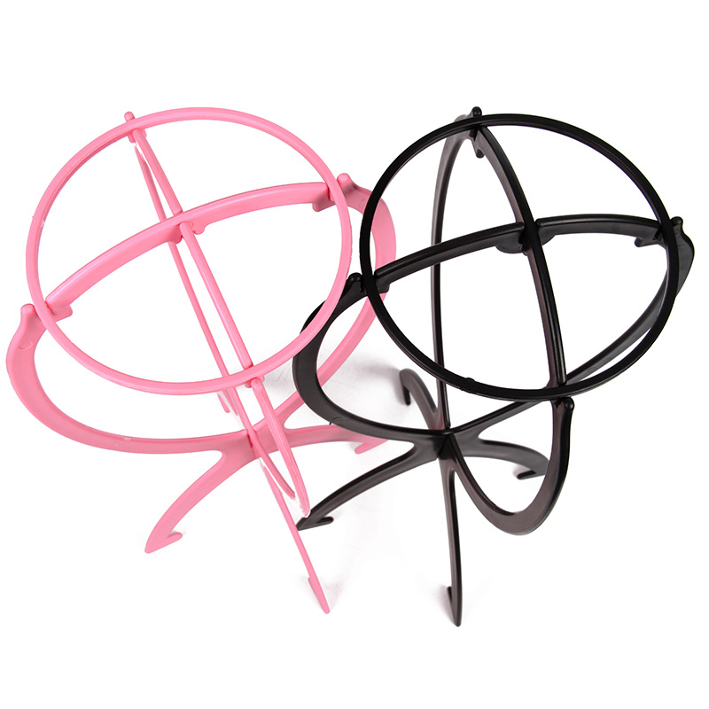 1PCS Folding Wig Stand Plastic Adjustable Portable Hat Display Stand Durable Mannequin Dummy Head Plastic Black, pink, blue