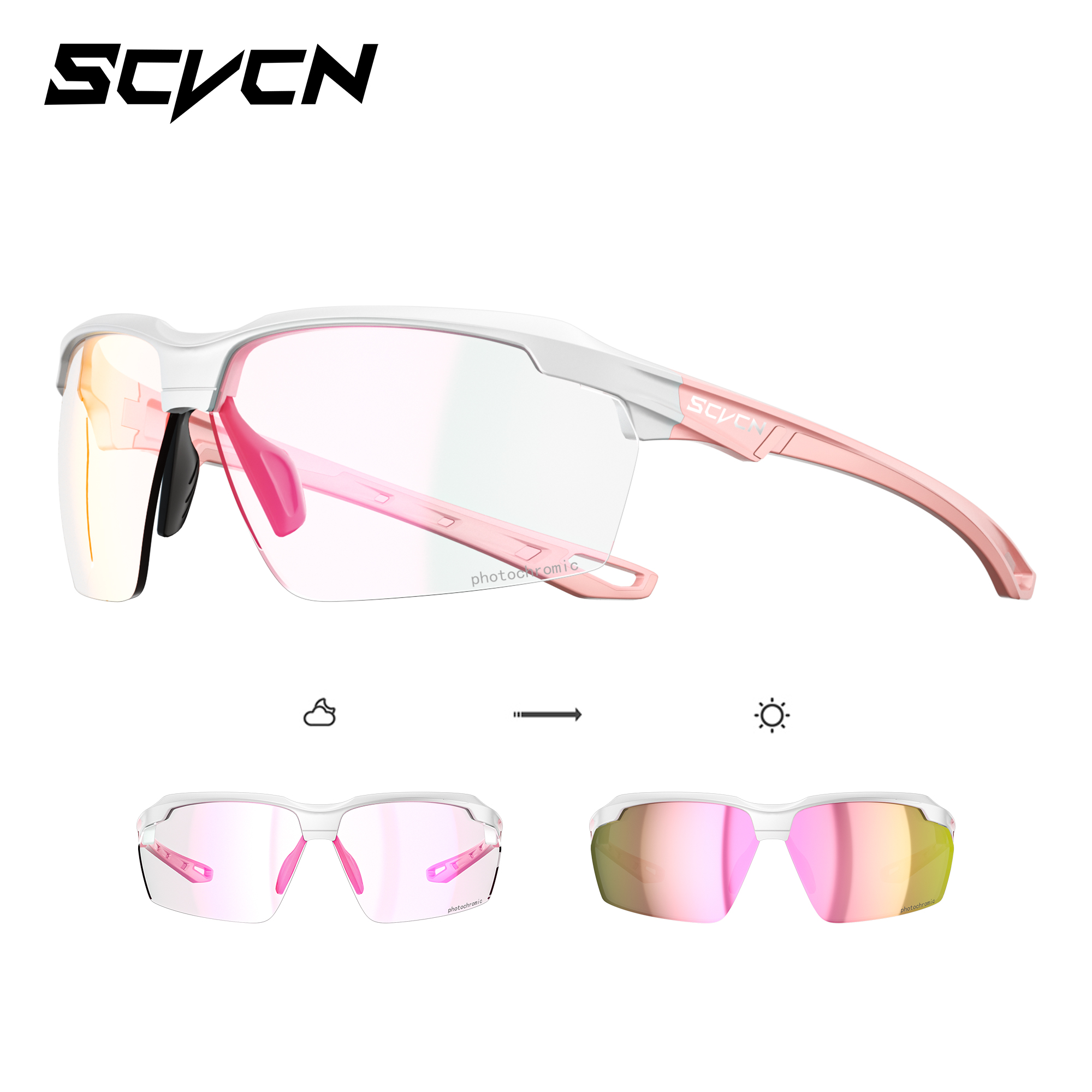 SCVCN Photochromic Cycling Sunglasses Men UV400 Eyewear Sports MTB Outdoor Goggles Bicycle UV400 Women Cycling Glasses