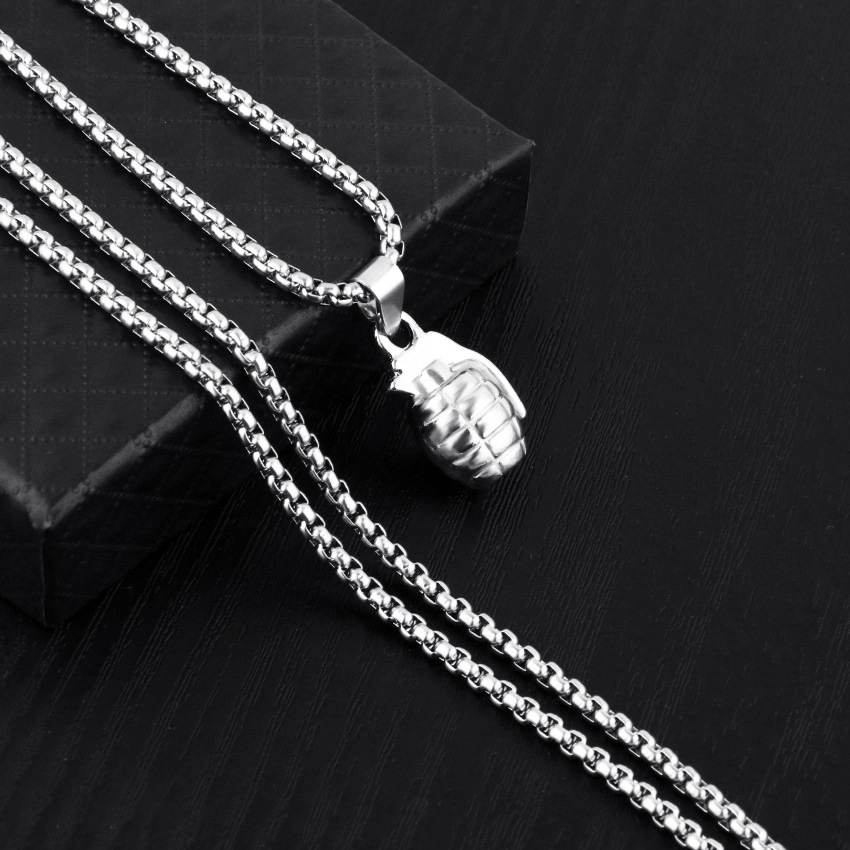 Quick Sale Of New Products In Bright White K Hand Grenade Necklace European And N Punk Male Pendants Wholesale