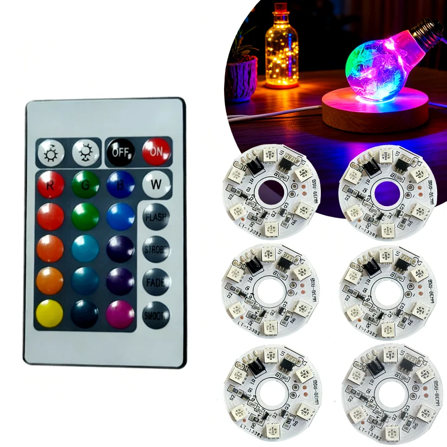10~1PCS 5V RGB LED Lights Plate Linkage Control DIY Colorful Source Wireless Remote LED Interior Ambient Light Beads COB Chip