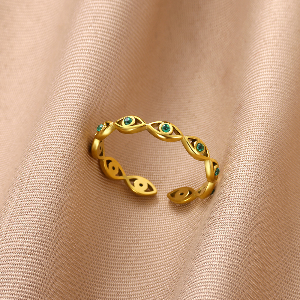Cubic Zircon Flower Open Rings For Women Men Gold Color Stainless Steel Adjustable Ring Luxury Ladies Jewelry Girl