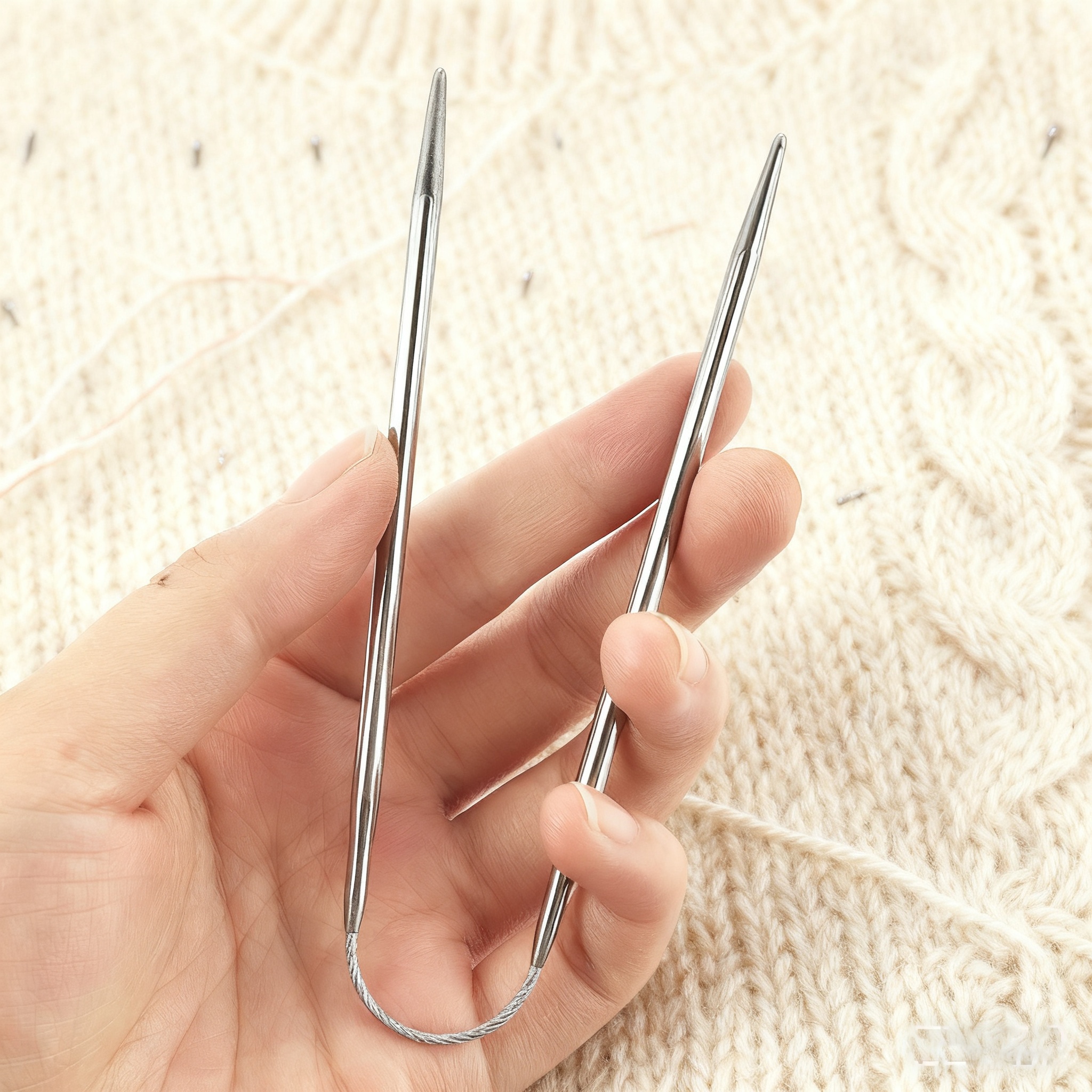 1 Pair Stainless Steel Circular Knitting Needle 23.7Cm Tube Smooth Crochet Needles for Knitting DIY Weaving Sewing Tools Wooll