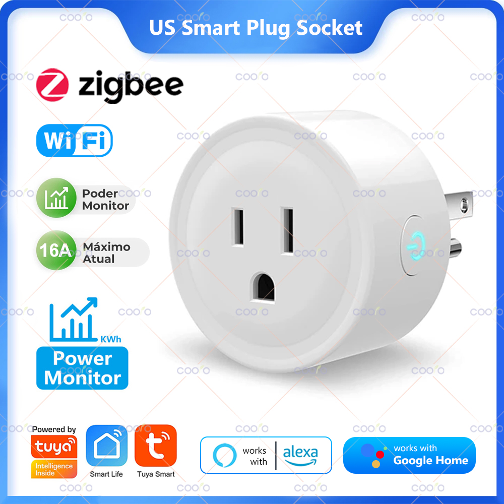 Tuya Smart Wifi Zigbee Plug US Standard Wireless Outlet 16A Remote Control Smart Home Appliances Work With Alexa Home
