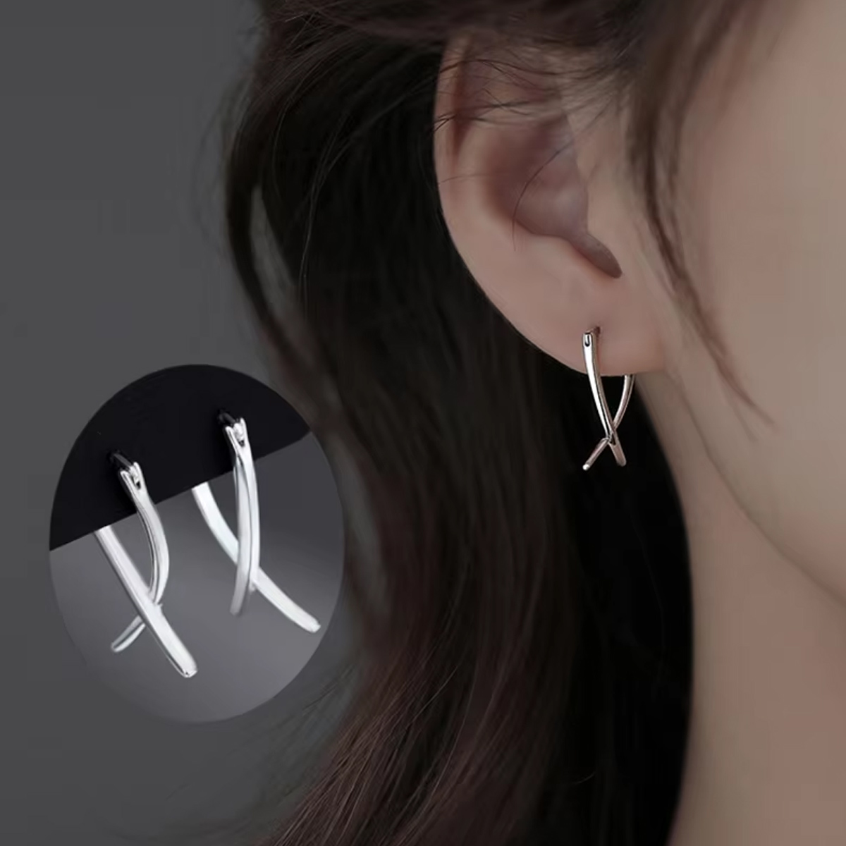 1 Pair Sliver Color Simply Earrings Unique Geometry Earrings For Women Gift Earings Fashion Jewelry Korean Earrings