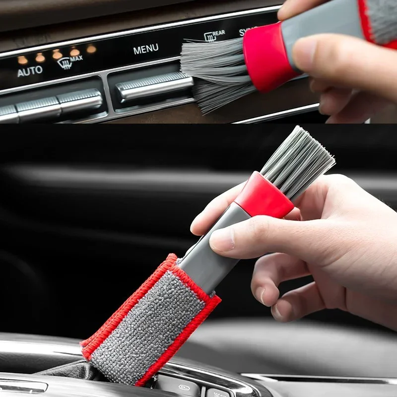 Auto Detailing Cleaner 1/3PCS Double Head Brushes Air Vent Cleaning Conditioner Grille Duster Wipe Car Interior Cleaning Tools