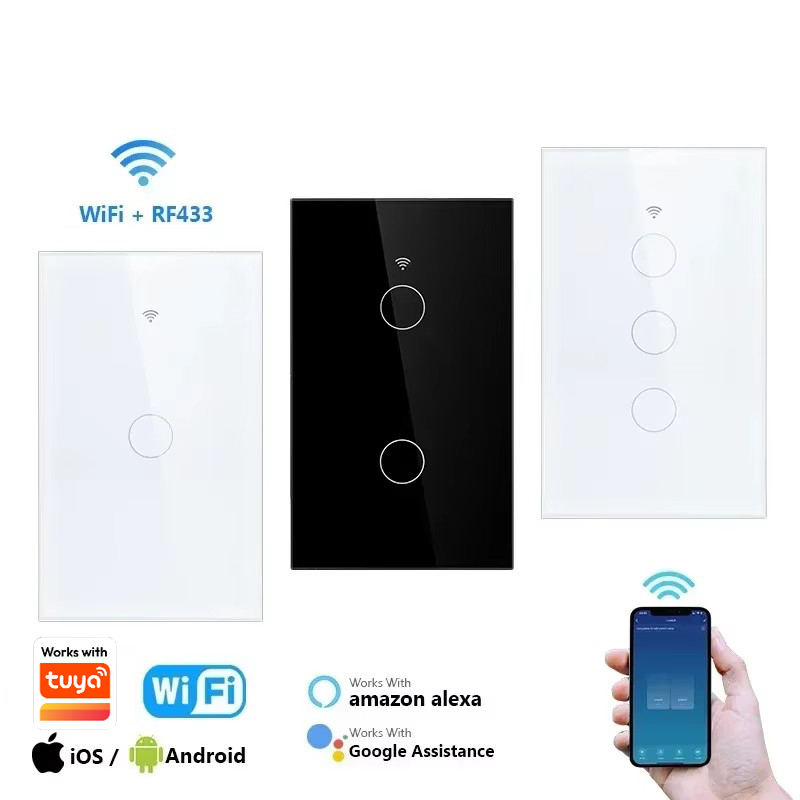 Works with Tuya Smart Life Light WiFi Touch Sensor Smart Switch Remote Control 110V/220V for Alexa Home