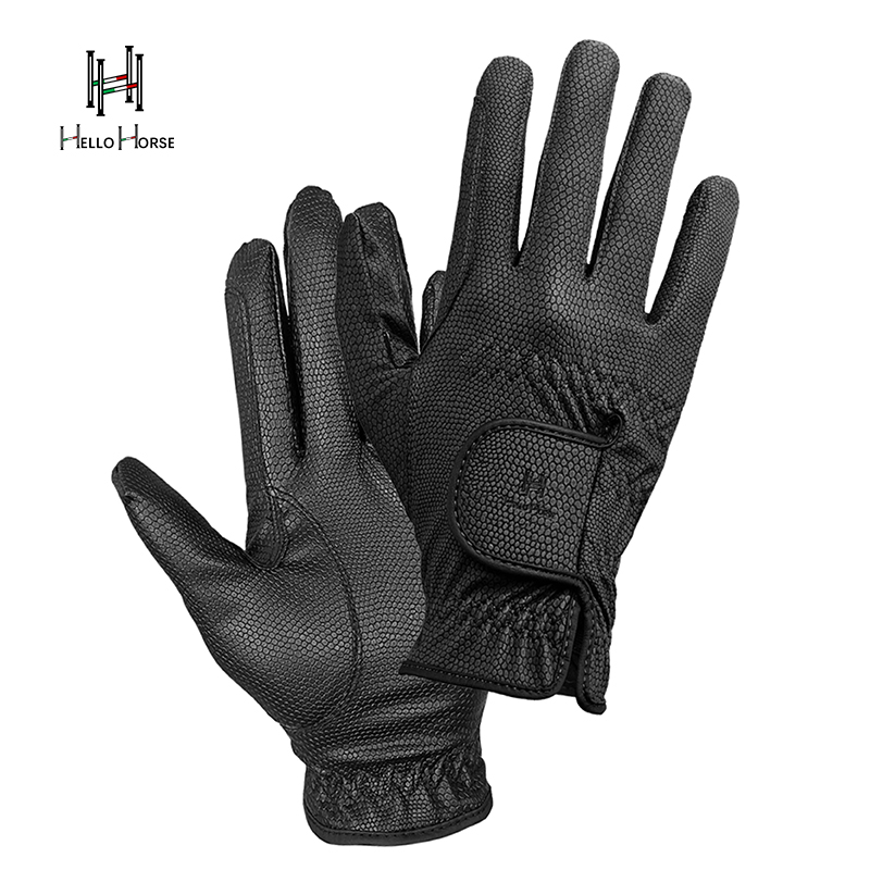 Hello Horse Equestrian Gloves Winter Fleece-Lined Equestrian Rider Simple Pu Fleece-Lined Gloves Horse Riding Gloves