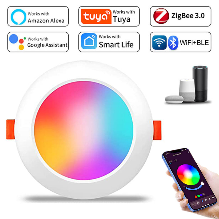 Tuya Smart Zigbee Downlight WiFi LED Down Light Dimming Recessed Spotlight 5W 7W 10W 15W 85-265V Alexa Google Home Vocie Control lightify