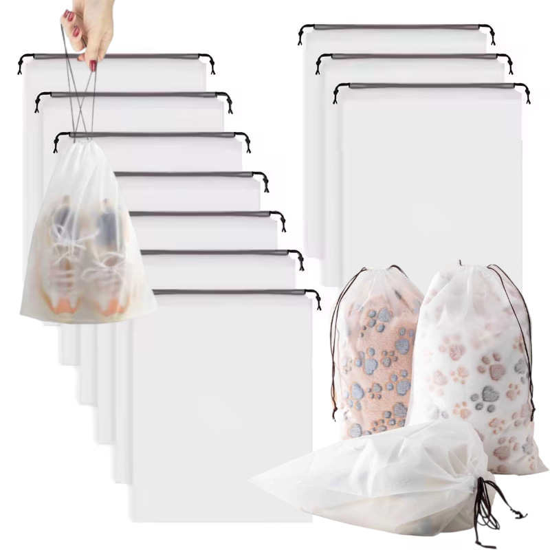 10-piece Travel Shoe Bags Set, Transparent Storage Shoe Bags, Portable Large Drawstring Shoe Bags, Unisex Travel Essentials