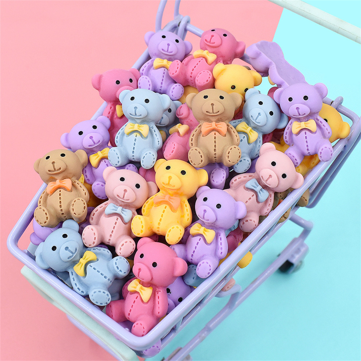 10pcs 3D Colorful Bear Nails Art Decorations Kawaii Accessories Cartoon Animals Charms Part Supplies Professionals Manicure DIY