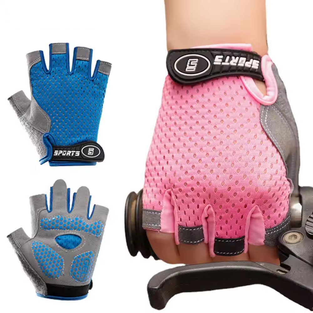 1Pair Kids Cycling Gloves Breathable Half Finger Bike Gloves Non-Slip Mitten for Outdoor Sports Roller Skating