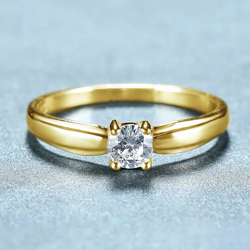 Huitan Korean Women Thin Ring with CZ Stone Gold Color Simple Stylish Accessories Nice Birthday for Friend Fashion Jewelry