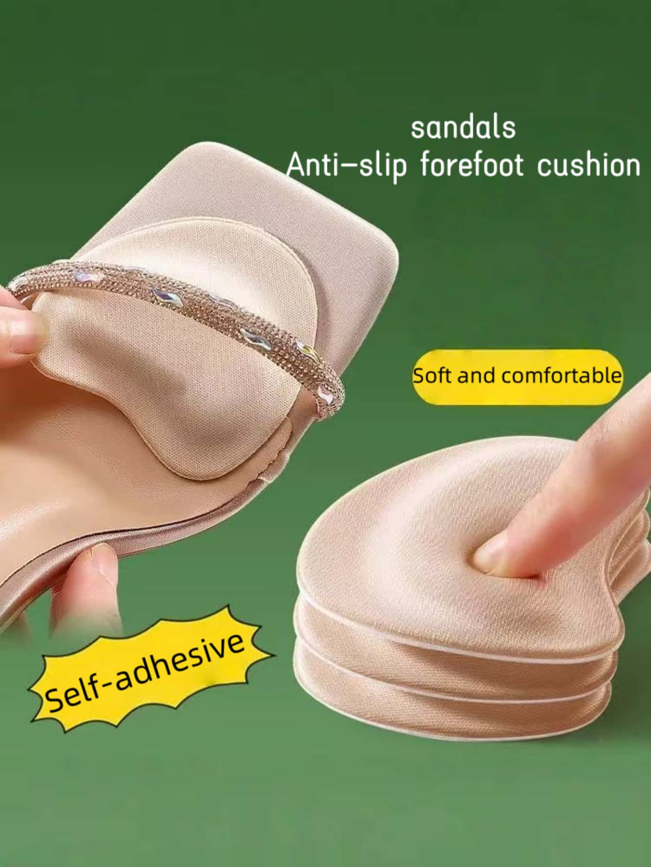 2 pairs of sponge sweat-absorbing forefoot pads, special cushioning for women's sandals anti-slip
