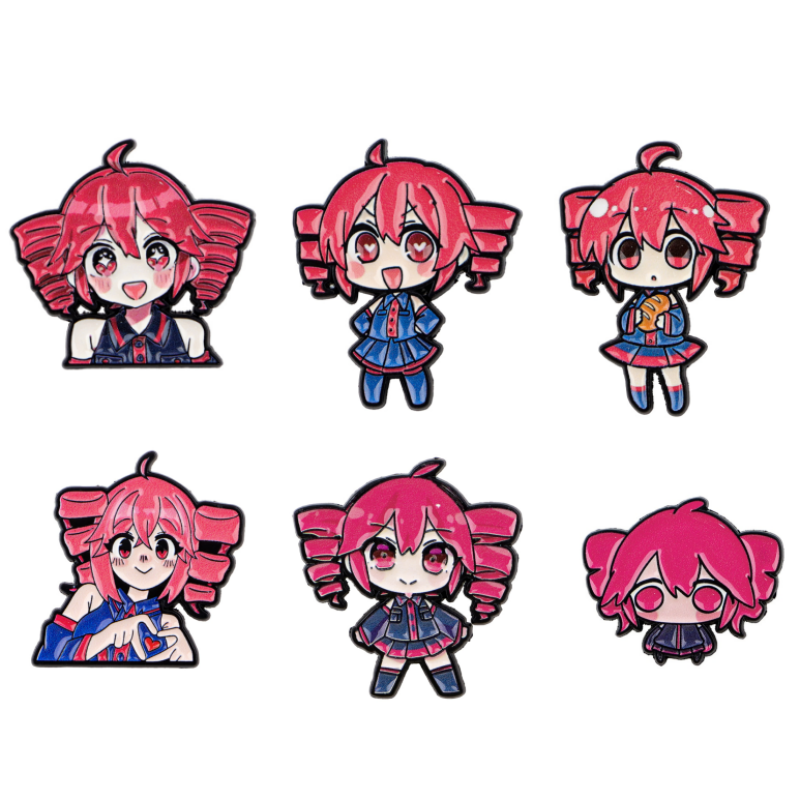 2pcs Anime Kasane Teto Enamel Pin Cartoon Characters Cute Girl Brooch Manga Badges for Backpack Clothes Lapel Decorative Props