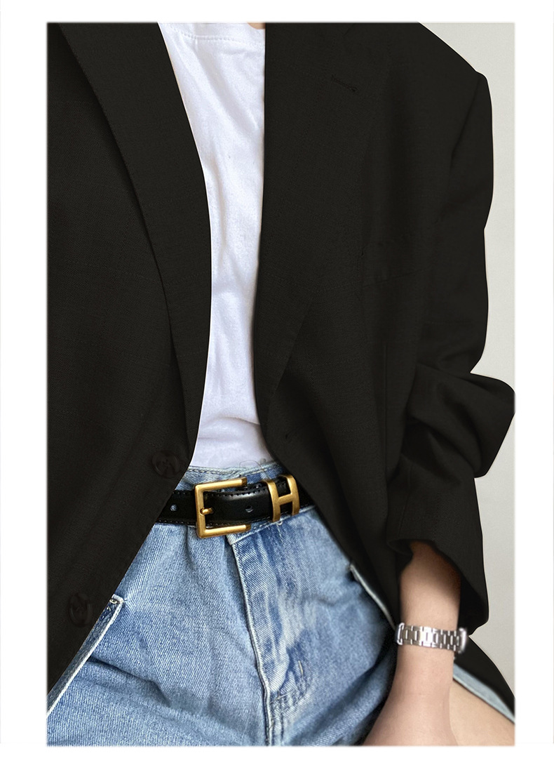 Women's small belt, new letter I-buckle H-buckle women's decorative coat, trendy high-end jeans belt