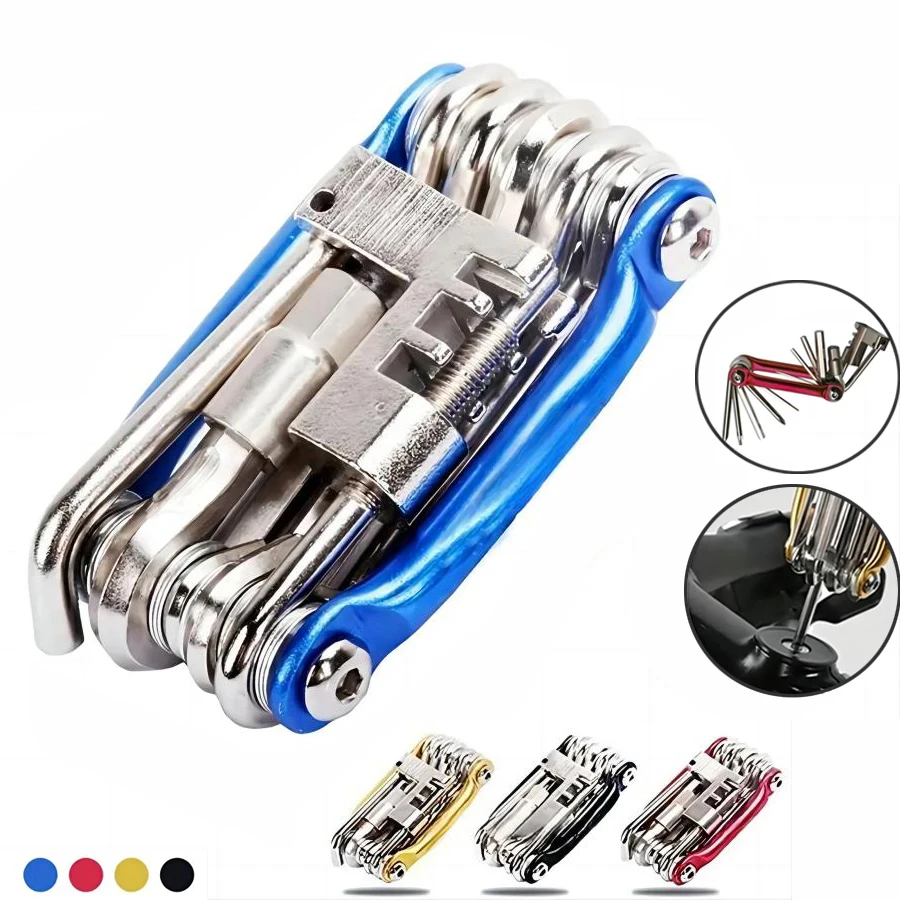 11 in 1 Bicycle Repair Tool Kit - Lightweight Stainless Steel Tool Wrench,Chain, Wheel Spoke Multifunction Bicycle Repair Set