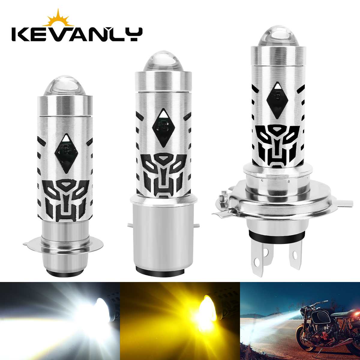 Motorcycle Dual Colors Headlight LED BA20D P15D White Yellow Headlight Projector Lens Bulb Motor Driving Lights DRL Front Lamp