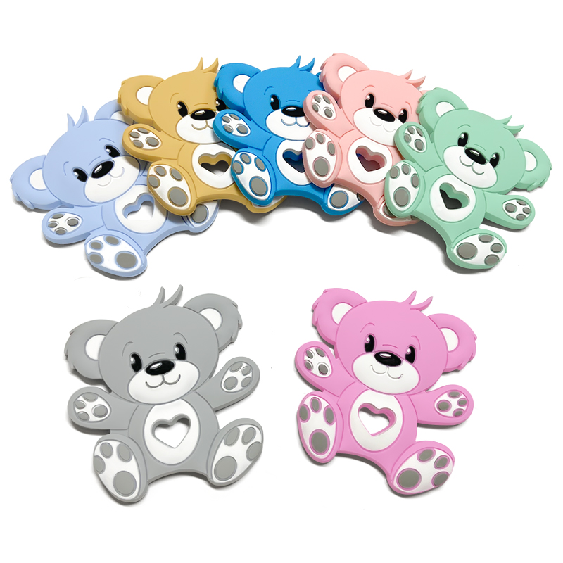 1pcs Silicone Bear Baby Teether Rodent Teething Toys Chewable Animal Beads Baby Products Nursing DIY Pendant Necklace