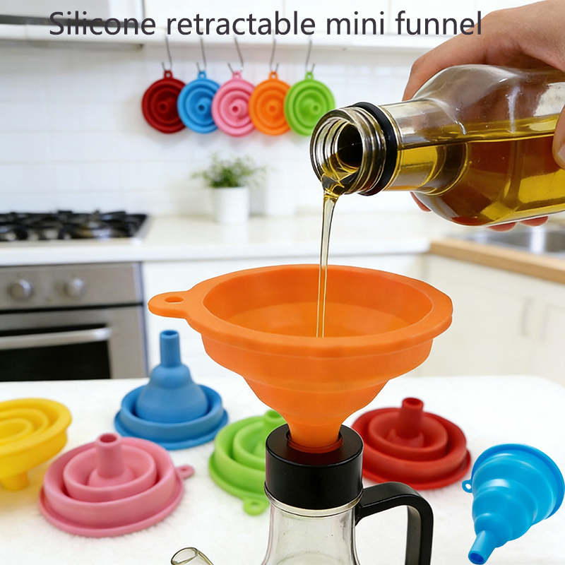 1/2PCS Portable Silicone Telescopic Mini Funnel Foldable Kitchen And Household Edible Oil Beverage Liquid Dispensing Funnel