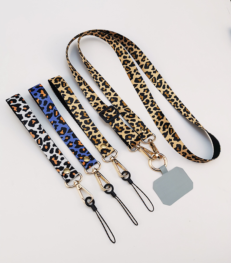 Mobile Phone Lanyard Print Back Hanging Neck Chain Crossbody Leopard Adjustable Shoulder Wide Pendant Anti-lost Sling with Clip pen gpt