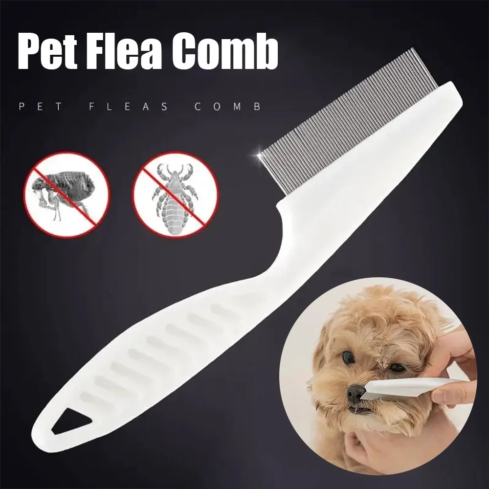Pet Flea Comb Dog Cat Universal Hair Removal Brush Portable Stainless Steel Comb Dense Teeth Inline Combs Pets Grooming Supplies