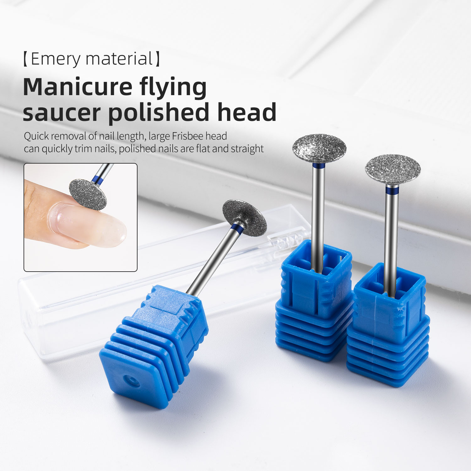 Diamond Nail Grinding Heads for Electric Drills Removable Polish/Cuticle Trim Bits Professional Manicure Pedicure Tool Flat Disk