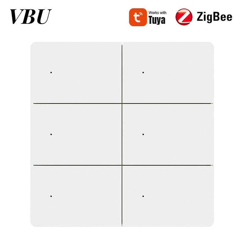 VBU Zigbee WiFi Smart Wall Light Switch 1 2 3 4 6 Gangs with Neutral Wire Push Physical Light Switches work with Smartlife App