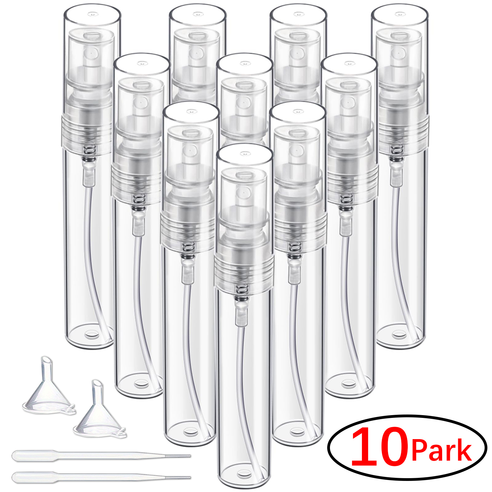 10pcs 5ml mini plastic spray bottles, mist refillable perfume bottles, plastic portable travel bottles